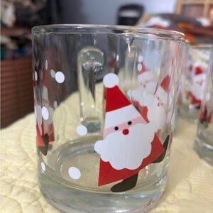 Vintage Santa Claus Clear Glass Mugs for tea, coffee or hot cocoa. Set of 4